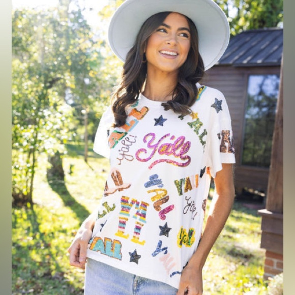 QUEEN OF SPARKLES YALL Sequin Tee